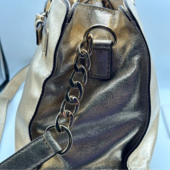 Michael Kors MK Satchel Tote Bag Pale Gold Hamilton Leather East West Large - Picture 8 of 16